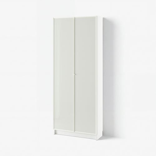IKEA - BILLY, bookcase with glass door, white/glass, 80x30x202 cm