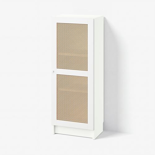 IKEA - BILLY, bookcase with door, white/bamboo, 40x30x106 cm