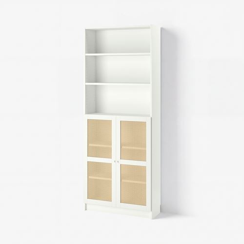 IKEA - BILLY, bookcase with half panel, white, 80x30x202 cm