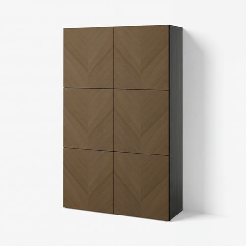 IKEA - BESTA, storage combination, black-brown/brown oak veneer, 120x42x193 cm