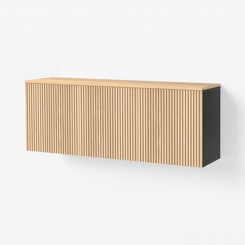 IKEA - BESTA, wall cabinet, black-brown/brown oak veneer, 180x42x66 cm