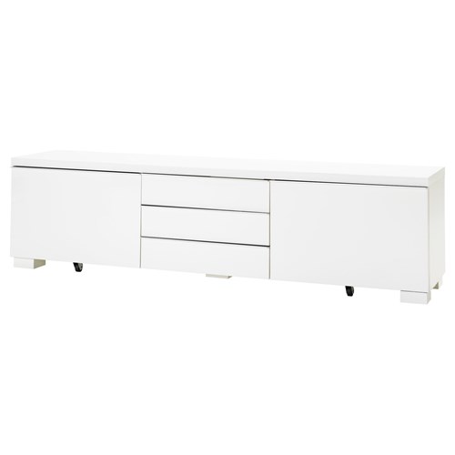 IKEA - BESTA BURS, tv bench, high-gloss white, 180x41x49 cm