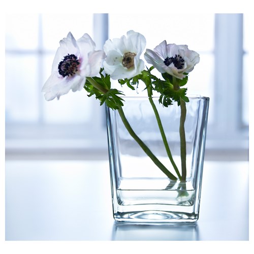 IKEA - KLOTTRIG, glass vase, transparent glass, 17 cm