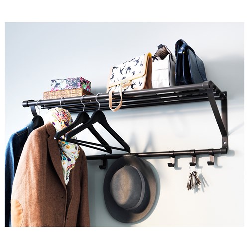 IKEA - PORTIS, rack with hooks, black, 90 cm