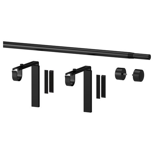 IKEA - RACKA, curtain rod set, black, 120-210 cm