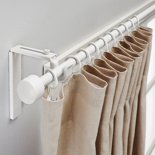 IKEA - RACKA, curtain rod set, white, 120-210 cm