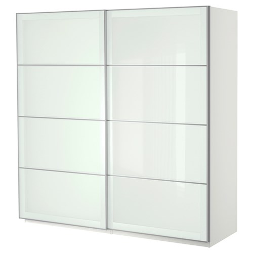 IKEA - PAX/SEKKEN, PAX sliding door wardrobe, white/glass, 200x66x201 cm