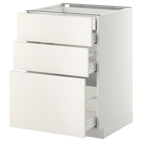 IKEA - METOD/MAXIMERA, base cabinet with drawers, VEDDINGE white, 60x60 cm