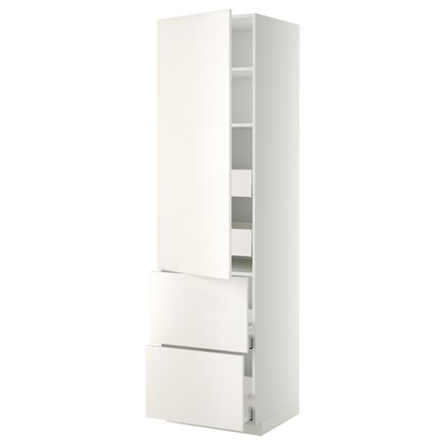 IKEA - METOD/MAXIMERA, kitchen high cabinet, VEDDINGE white, 60x60x220 cm