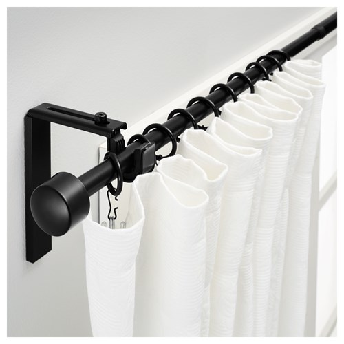 IKEA - RACKA, curtain rod set, black, 120-210 cm