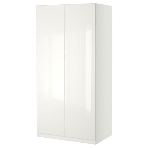 IKEA - PAX/FARDAL, PAX wardrobe, white-high gloss white, 100x37x201 cm