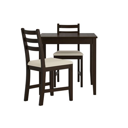 IKEA - LERHAMN, mutfak masası takımı, venge-vittaryd bej, 2 sandalyeli