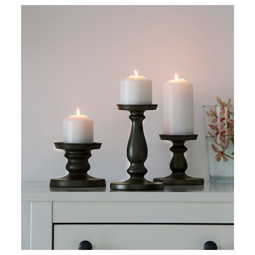 IKEA - ERSATTA, candlestick, dark grey, 21 cm