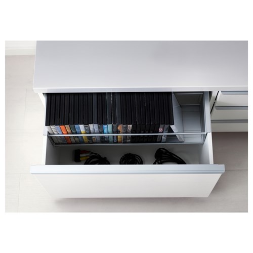 IKEA - BESTA BURS, tv bench, high-gloss white, 180x41x49 cm