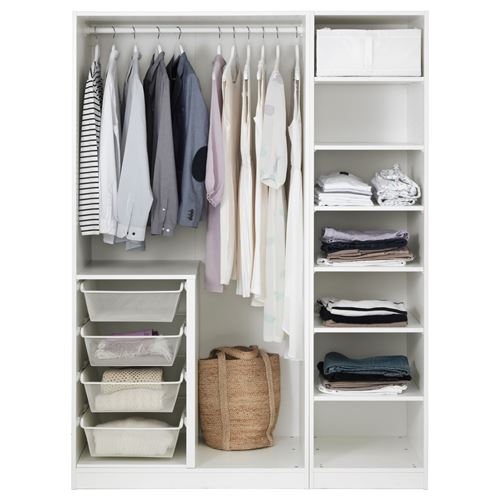 IKEA - PAX/GRIMO, PAX wardrobe, white-navy, 150x60x201 cm