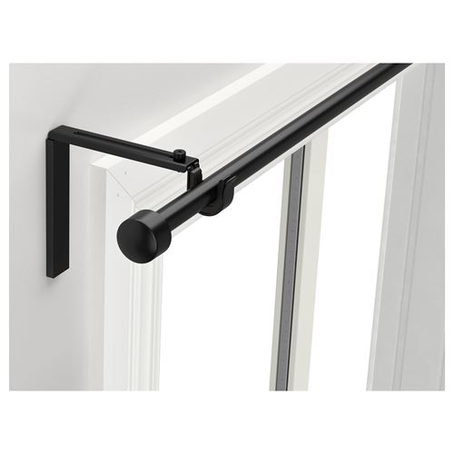 IKEA - RACKA, curtain rod set, black, 120-210 cm