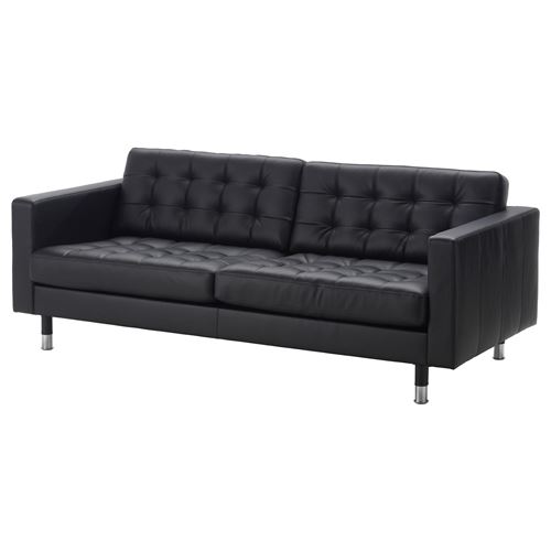 IKEA - LANDSKRONA, 3-seat leather sofa, grann-bomstad black