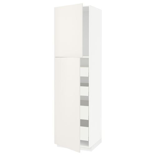 IKEA - METOD/MAXIMERA, kitchen high cabinet, VEDDINGE white, 60x60x220 cm