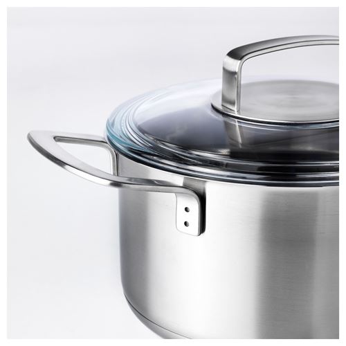 IKEA - IKEA 365+, çelik tencere, paslanmaz çelik-cam, 3 lt