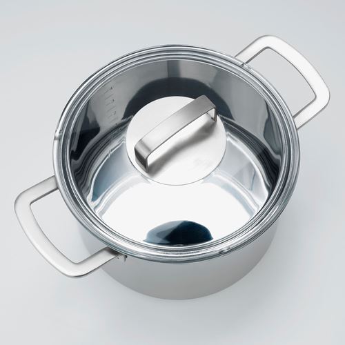 IKEA - IKEA 365+, çelik tencere, paslanmaz çelik-cam, 5 lt