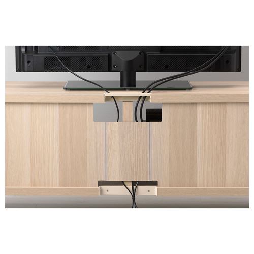 IKEA - BESTA, tv bench, white stained oak effect/high-gloss/white, 120x40x48 cm