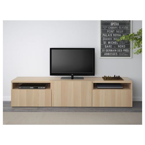 IKEA - BESTA, tv bench, white stained oak effect, 180x42x39 cm