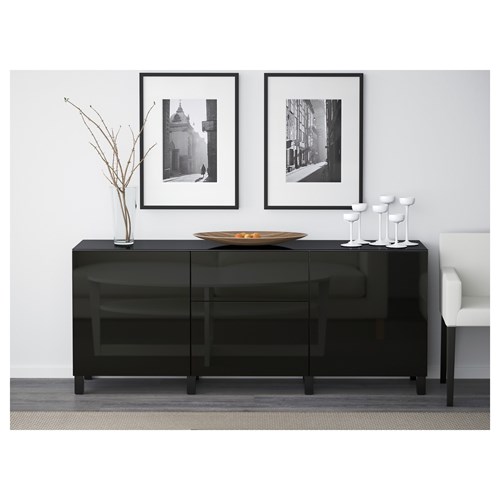 IKEA - BESTA, storage combination, black, 180x42x74 cm