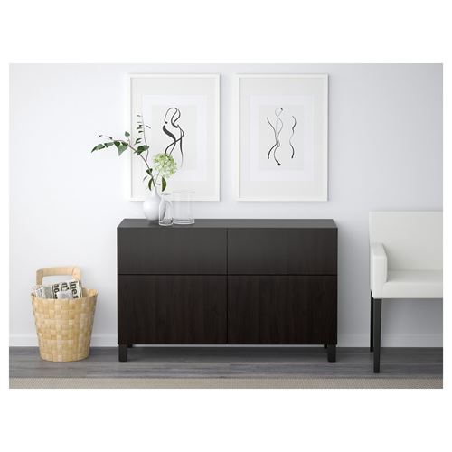 IKEA - BESTA, storage combination, black-brown/soft-closing rail, 120x40x74 cm