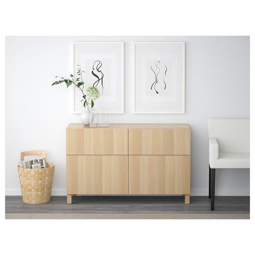 IKEA - BESTA, storage combination, white stained oak effect, 120x40x74 cm