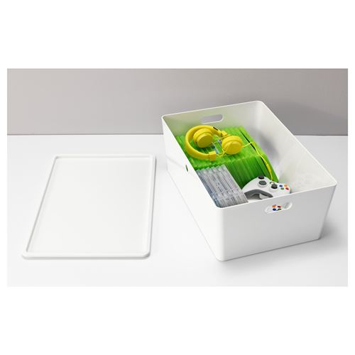 IKEA - KUGGIS, box with lid, white, 37x54x21 cm