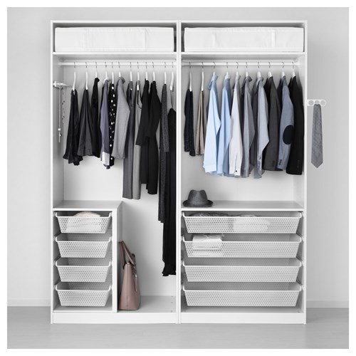 IKEA - PAX/HASVIK, PAX sürgü kapaklı gardırop, beyaz-parlak cila, 200x66x236 cm