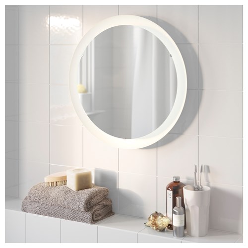 IKEA - STORJORM, mirror with integrated lighting, white, 47 cm