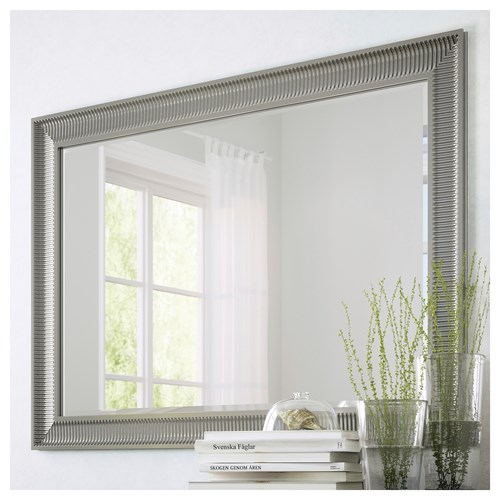 IKEA - SONGE, wall mirror, silver-colour, 91x130 cm