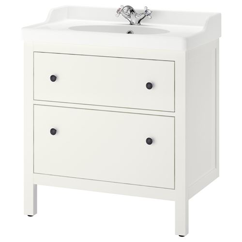 HEMNES/RUTSJÖN lavabo dolabı kombinasyonu, beyaz