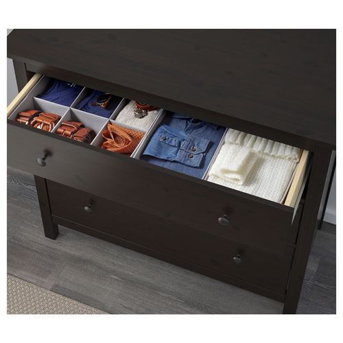 IKEA - HEMNES, chest of 3 drawers, blackbrown, 108x96 cm