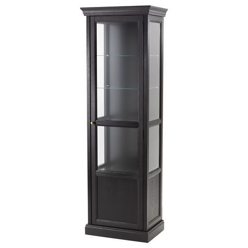 IKEA - MALSJÖ, glass-door cabinet, black, 60x186 cm