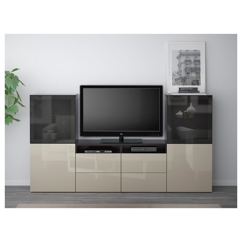 IKEA - BESTA, tv ünitesi, venge-bej, 240x40x128 cm