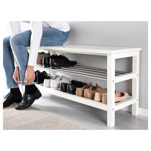 IKEA - TJUSIG, bench with shoe storage, white, 108x50 cm