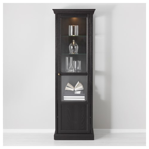 IKEA - MALSJÖ, glass-door cabinet, black, 60x186 cm