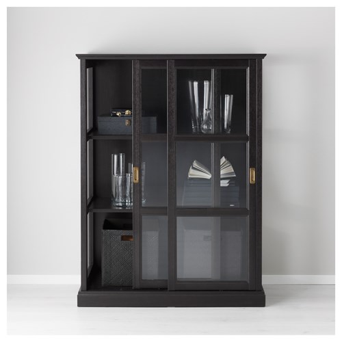 IKEA - MALSJÖ, glass-door cabinet, black, 105x141 cm