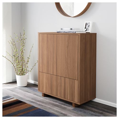 IKEA - STOCKHOLM, cabinet with doors, walnut veneer, 90x107 cm