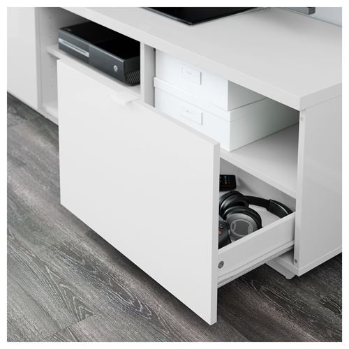 IKEA - BYAS, tv bench, high-gloss white, 160x42x45 cm