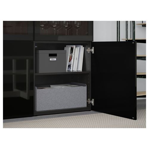 IKEA - BESTA, storage combination, black-brown/black/clear glass, 120x42x193 cm