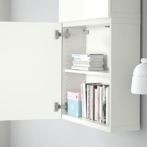 IKEA - BESTA, wall cabinet, high-gloss-white, 60x22x128 cm