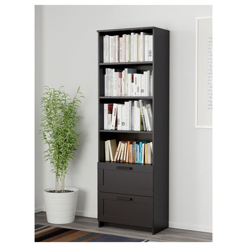 IKEA - BRIMNES, bookcase with drawers, black, 60x190 cm