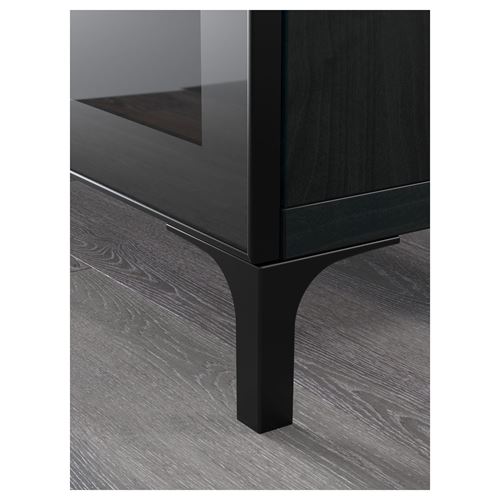 IKEA - BESTA, tv bench, black-brown/black/clear glass, 180x40x74 cm