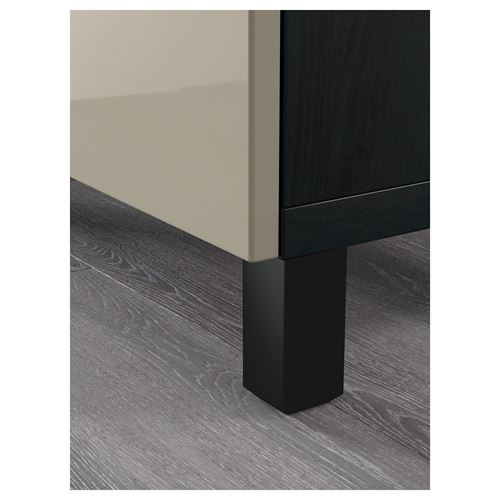 IKEA - BESTA, storage combination, black-brown/high-gloss/beige, 180x42x74 cm