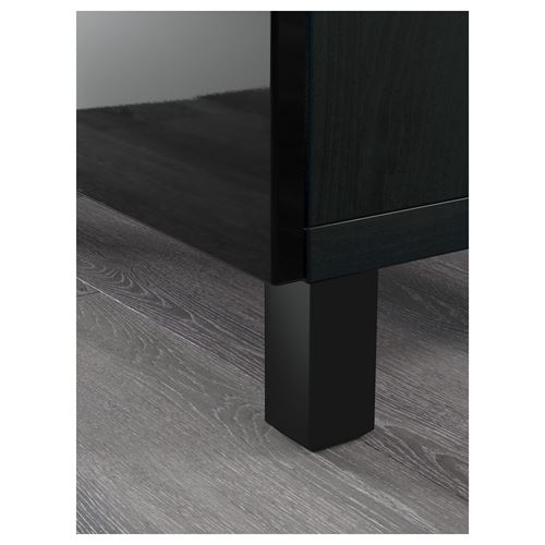 IKEA - BESTA, storage combination, black-brown/high-gloss/black, 180x42x74 cm