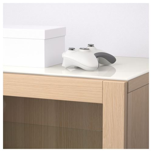 IKEA - BESTA, tv sehpası, beyaz meşe görünümlü-şeffaf cam, 180x40x74 cm