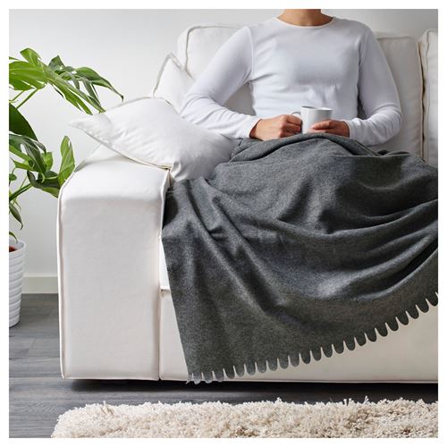 IKEA - POLARVIDE, throw, grey, 130x170 cm